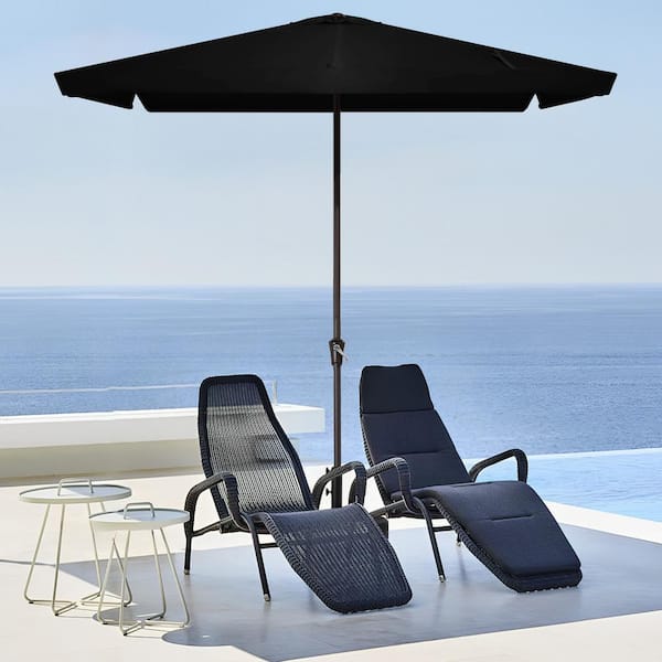 JEAREY 8 ft x 10 ft. Rectangular Steel Market Crank and Tilt Outdoor Patio Umbrella in Black