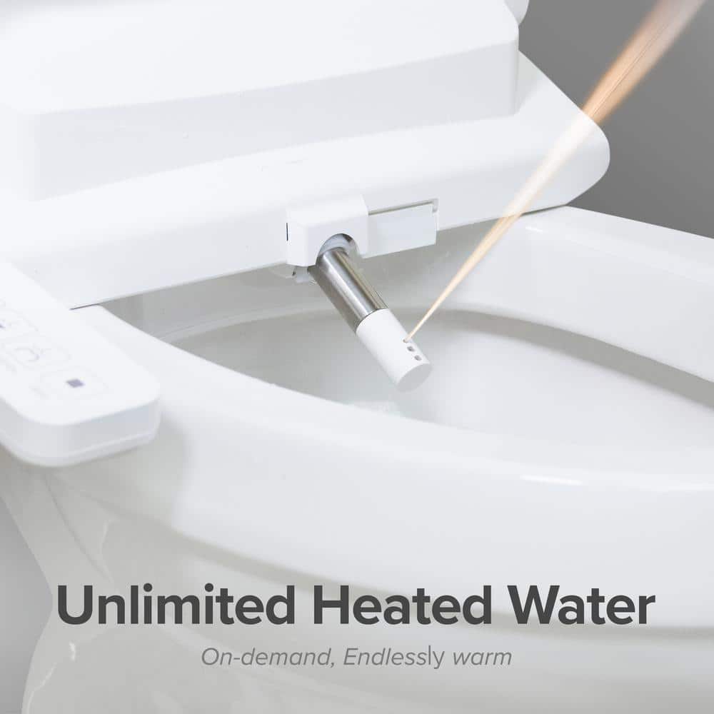 White Electric Bidet Toilet Seat with Heated Water and Touch Control