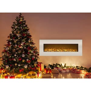 50 in. Electric Fireplace Color Changing Wall in White