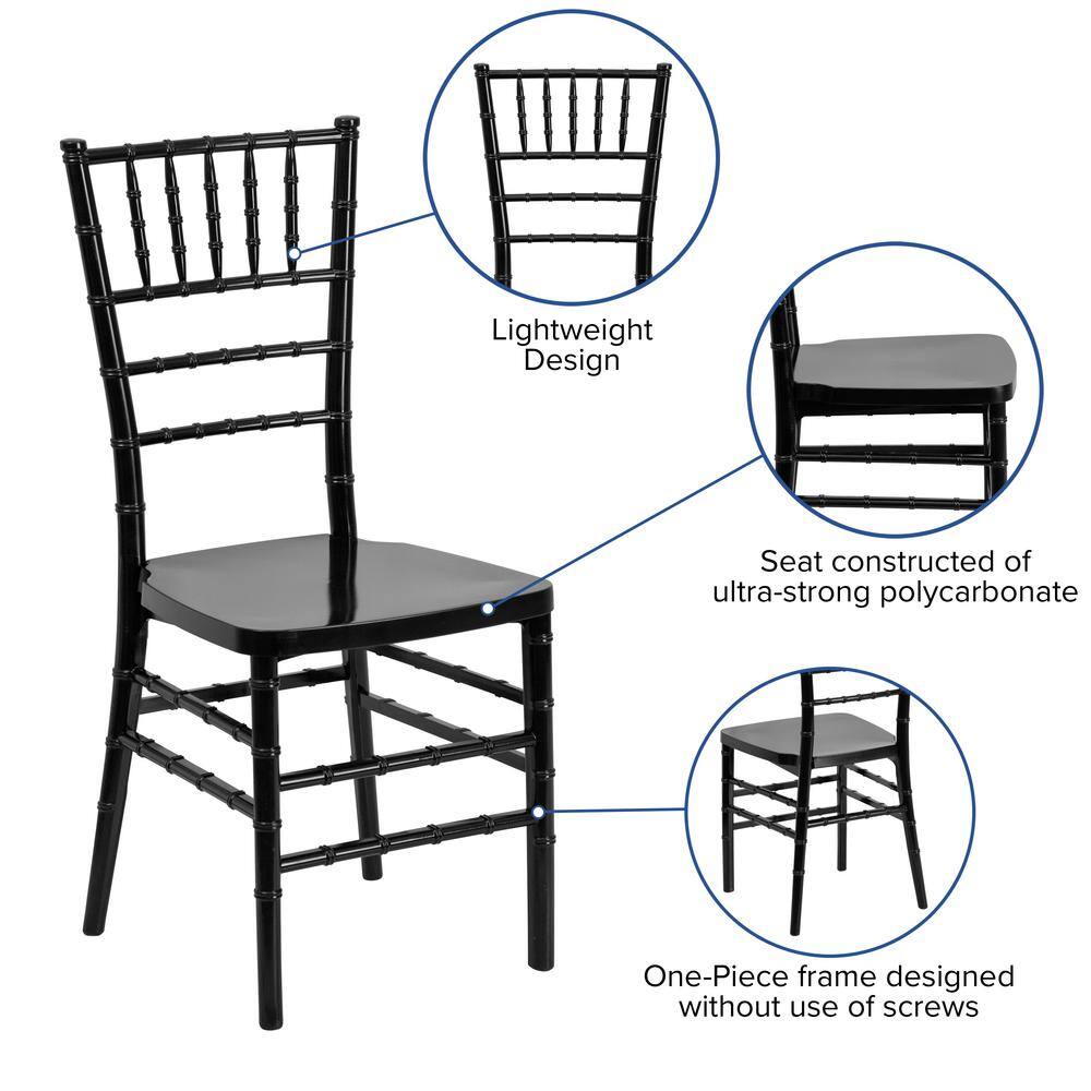 Hercules Black Resin Armless Chiavari Stacking Chair