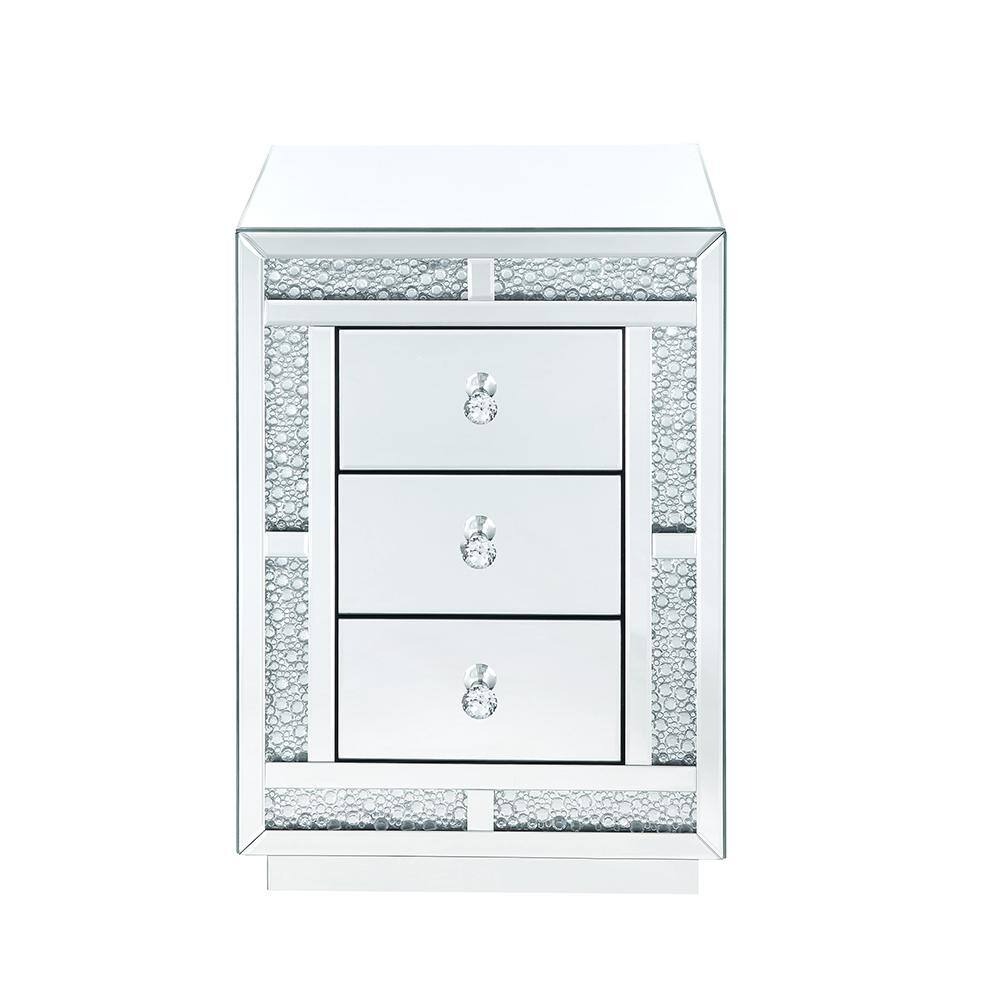 Mallika Mirrored 3-Drawer Accent Table with Faux Crystals