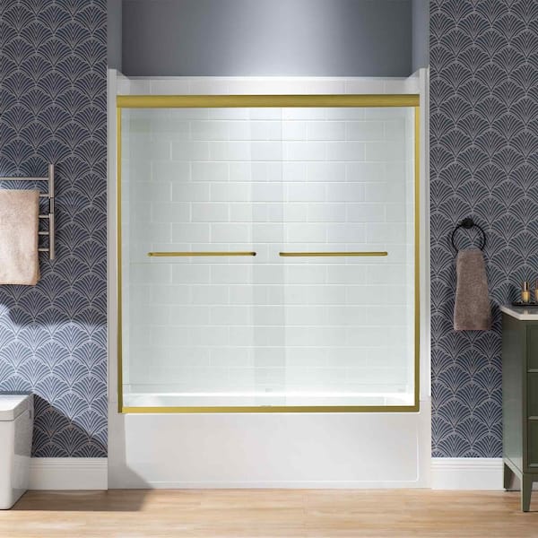 シュウページ WOODBRIDGE 60 in. W x 60 in. H Double Sliding Framed Tub Shower