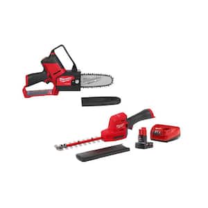 M12 FUEL 6 in. 12V Lithium-Ion Brushless Electric Cordless Pruning Saw HATCHET w/M12 8 in. Hedge Trimmer Kit