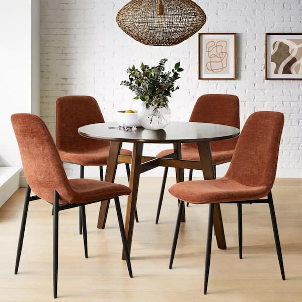 LAOTIES Upholstered Dining Chair with Black Metal Legs (Set of 4)