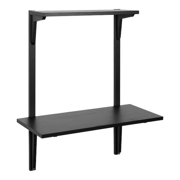 Kate and Laurel Meridien 30.00 in. W Rectangle Black Wood Floating Desk with Shelf