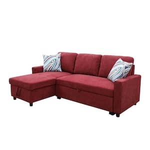 75 in. Slope Arm 2-Piece Linen L-Shaped Sectional Sofa in Red