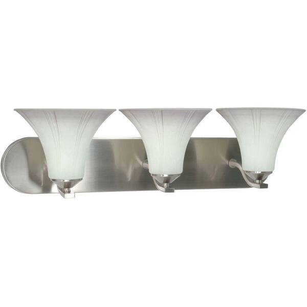 Glomar Delano - 3-Light Wall Vanity with Grey Suede Glass Brushed Nickel-DISCONTINUED