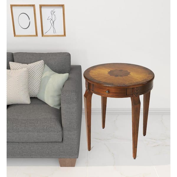 HomeRoots 20 in. Brown Round MDF End Table