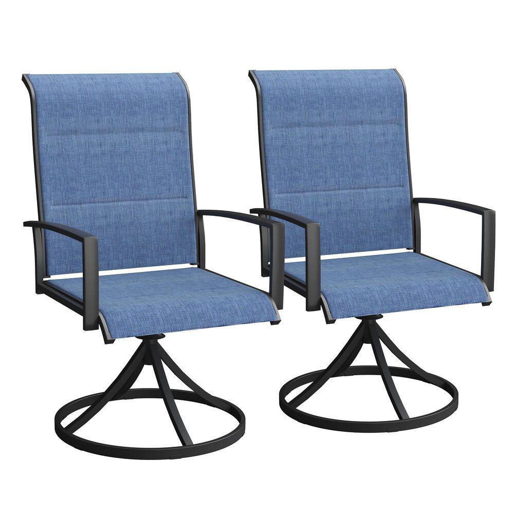 Swivel Patio Chairs, Padded High Back Outdoor Dining Chairs, Black Frame with Blue Textilene Fabric (2-Pack) price history on PriceWatchPro
