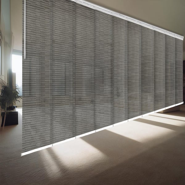 EMOH Ornate Sable 120 in. to 218 in. W x 94 in. L Adjustable 10-Panel White Double Rail Panel Track with 23.5 in. Slates