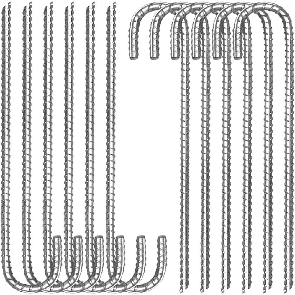 3/8 in. x 1 ft. Silver Heavy Duty Anti Rust Metal Steel J Rebar Stakes (12-Pack), Secure and Reliable Tent Stakes price history on PriceWatchPro