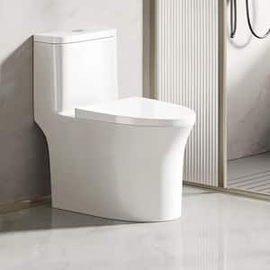 1-Piece Floor 1.1/1.6 GPF High Efficiency Dual Flush Elongated Toilet in White Seat Included