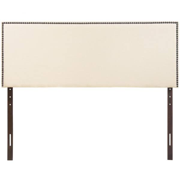 MODWAY Region Ivory Queen Nailhead Upholstered Headboard