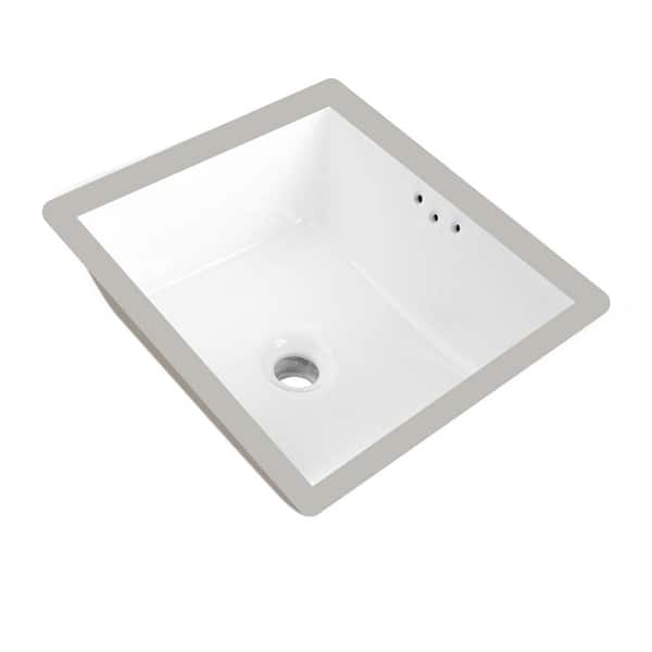 DEERVALLEY 16 in. x 14 in. Undermount Bathroom Sink In White Vitreous China with Overflow