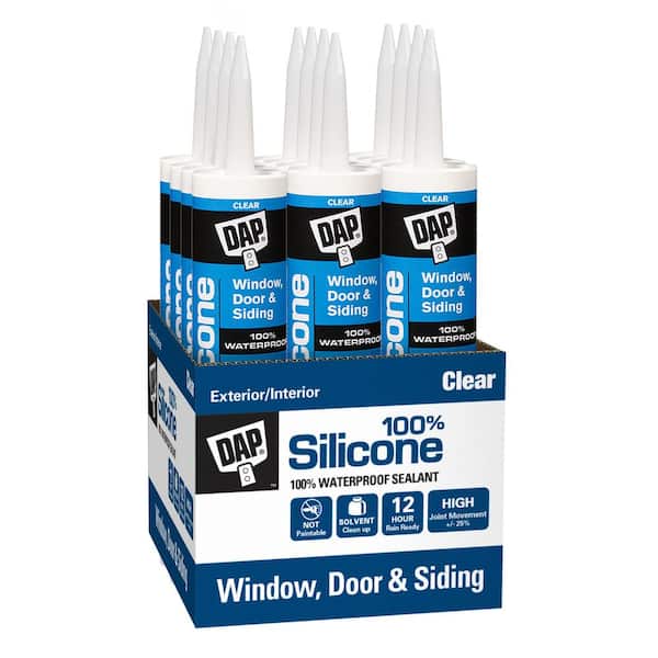 DAP Silicone 10.1 oz. Clear Exterior/Interior Window, Door and Siding Sealant (12-Pack)