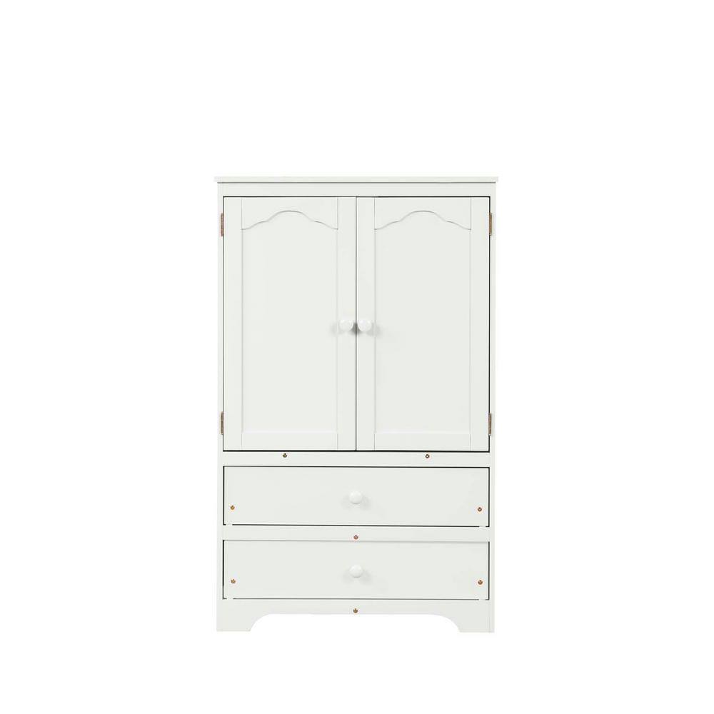 31.3 in. W x 16 in. D x 51 in. H White Linen Cabinet with 2 Drawers