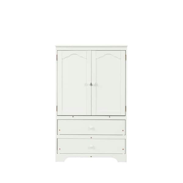 Unbranded 31.3 in. W x 16 in. D x 51 in. H White Linen Cabinet with 2 Drawers