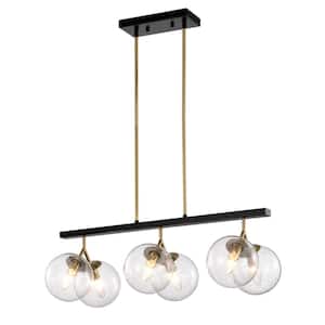 Maxwell 28.3 in. 6-Light Indoor Matte Black and Brass Finish Chandelier with Light Kit