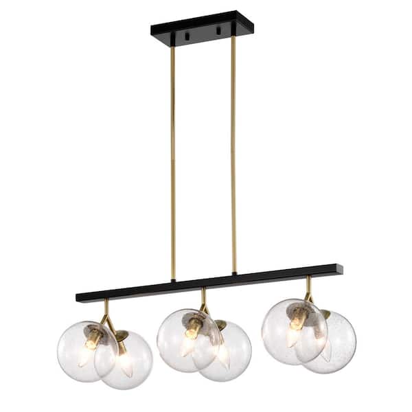 Warehouse of Tiffany Maxwell 28.3 in. 6-Light Indoor Matte Black and Brass Finish Chandelier with Light Kit