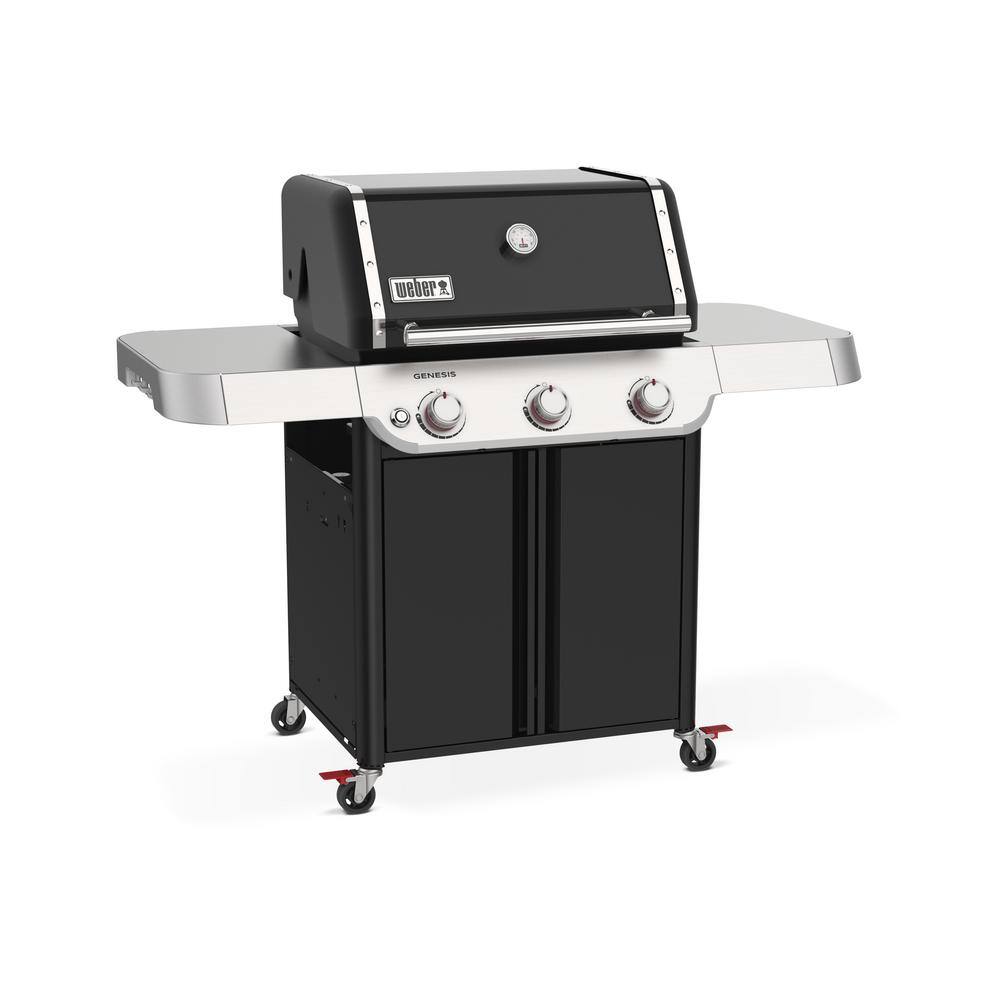 Genesis E-315 Black Liquid Propane Gas Grill with Side Tables