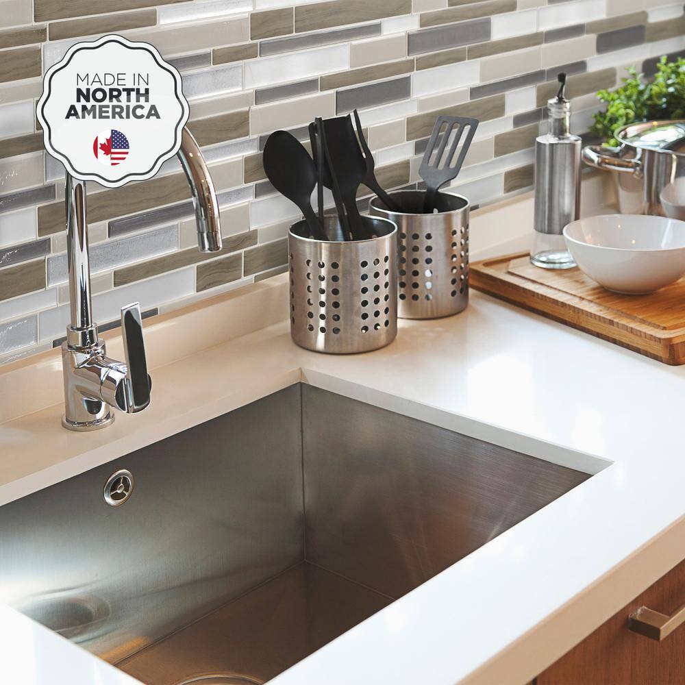 Milano Lino Brown and Gray Peel and Stick Backsplash Tile