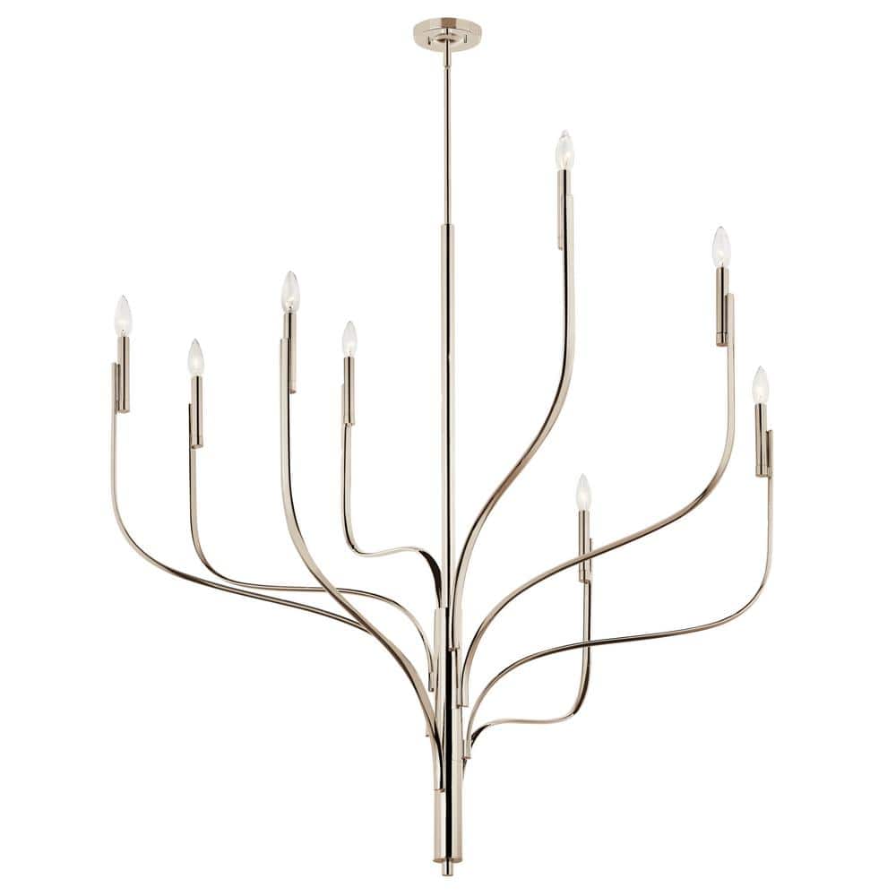 Livadia 47.75 in. 8-Light Polished Nickel Modern Candle Chandelier for Dining Room price history on PriceWatchPro