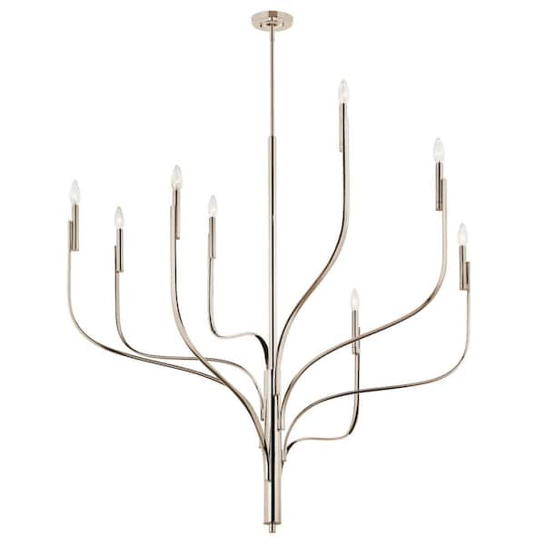 KICHLER Livadia 47.75 in. 8-Light Polished Nickel Modern Candle Chandelier for Dining Room
