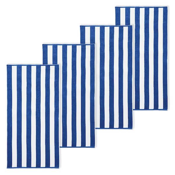 FRESHFOLDS Blued Cotton 4 Pack Premium Cabana Beach Towels