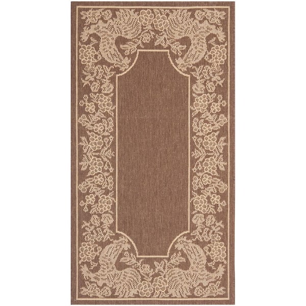 Safavieh Courtyard Chocolate/Natural 2 ft. x 4 ft. Border Indoor/Outdoor Area Rug