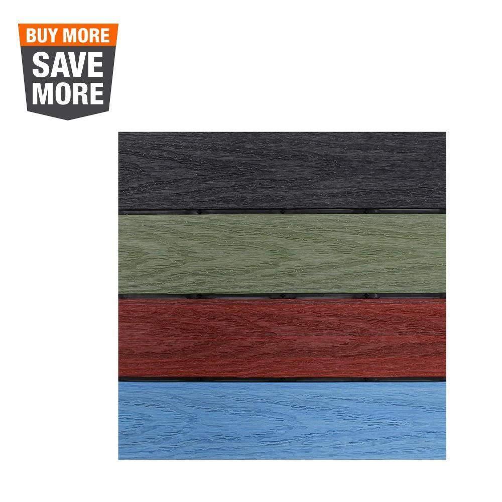 NewTechWood UltraShield Natural 1 ft. x 1 ft. Composite Quick Deck Outdoor  Deck Tile in Mixed Rainbow (10 sq. ft. per Box) US-QD-ZX-RAINBO - The Home  