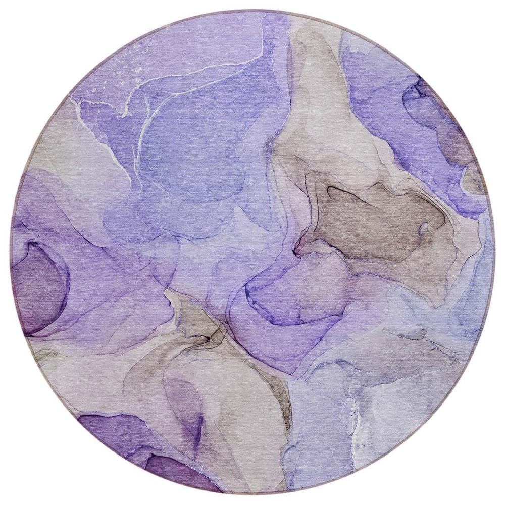 Gray and Purple 8 ft. Round Abstract Indoor / Outdoor Area Rug price history on PriceWatchPro