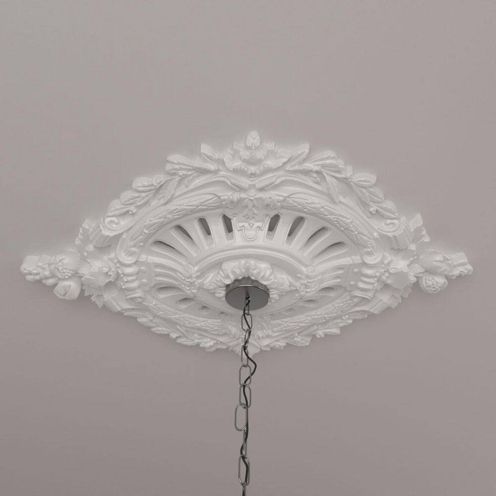Antonio Primed Gray Polyurethane Oval Ceiling Medallion