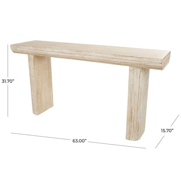 63 in. Beige Extra Large Rectangle Wood Console Table