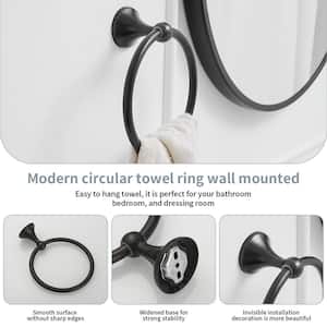Traditional Wall Mounted Single Post Bathroom Hand-Towel Ring Rustproof Bath Towel Holder in Oil Rubbed Bronze(2-Pack)