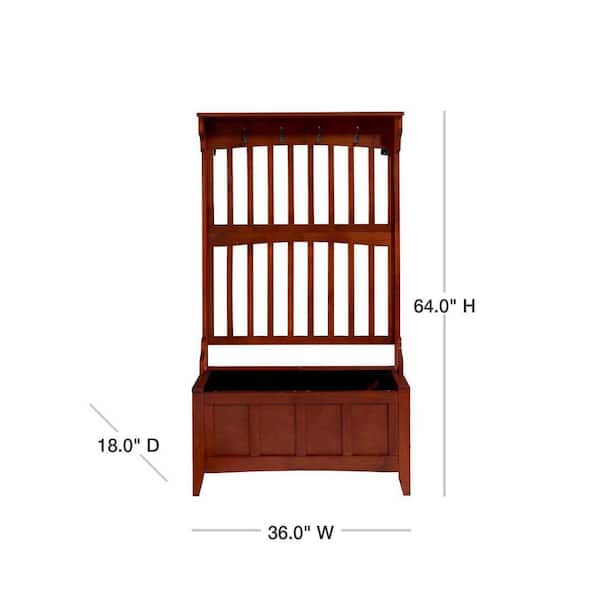 Linon Home Decor Mission Walnut Hall Tree with Four Hooks