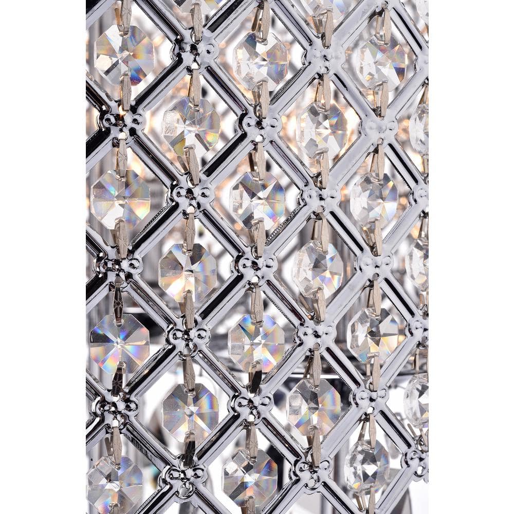 Chrome and Crystal 4-Light Drum Chandelier with Beaded Shade