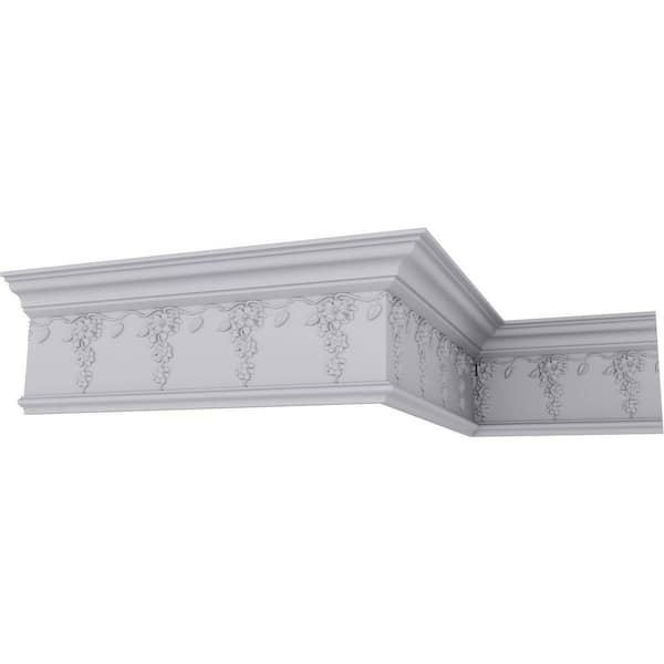 Ekena Millwork SAMPLE - 3-1/8 in. x 12 in. x 7-1/2 in. Polyurethane Flower Drop Crown Moulding