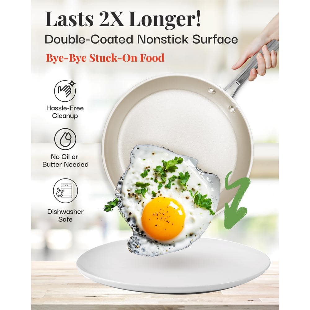 Gotham Steel - 12'' Ultra Nonstick Ceramic Fry Pan with Stay Cool Handle - Cream - Thumbnail 4