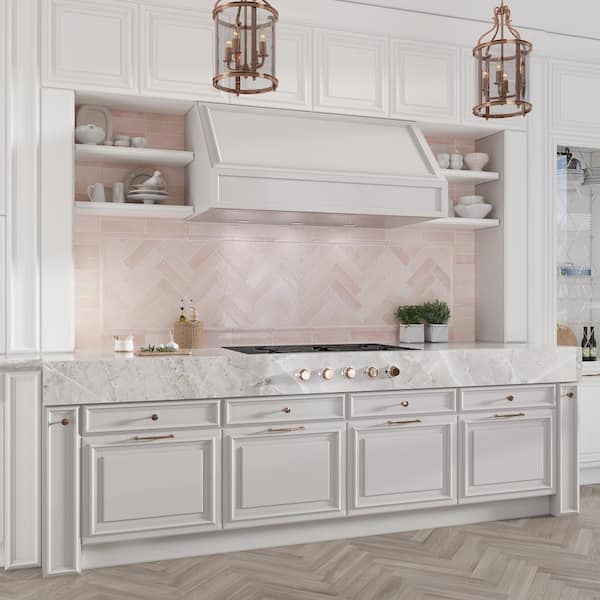 Pink 2.58 in. x 8 in. Polished Ceramic Subway Tile (50 Cases/269 sq. ft./Pallet)