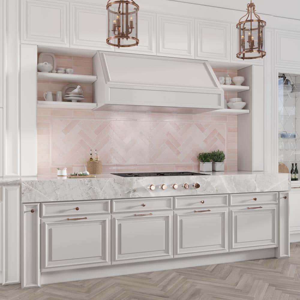 Apollo Pink Polished Ceramic Subway Tile 2.58" x 8"
