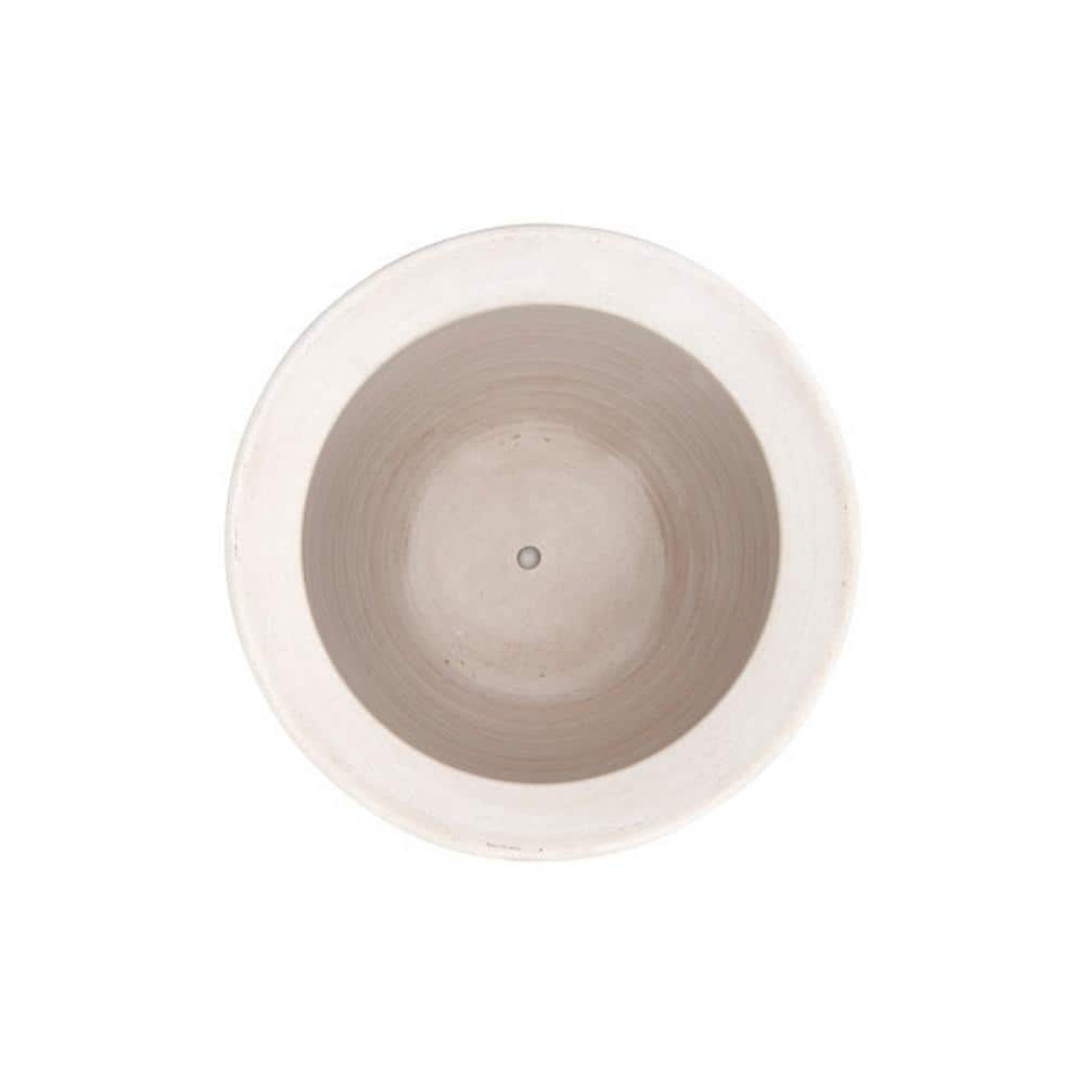 Large Matte White Embossed Stoneware Indoor/Outdoor Planter