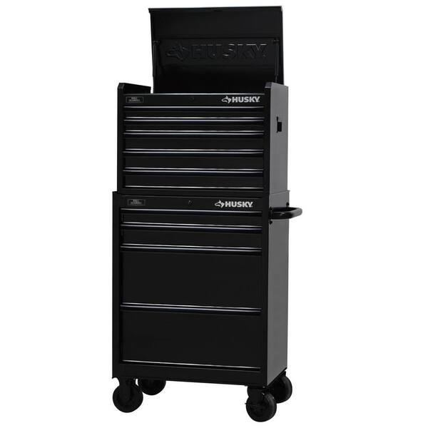 Husky 27 in. W 9-Drawer Tool Chest and Cabinet Set, Black