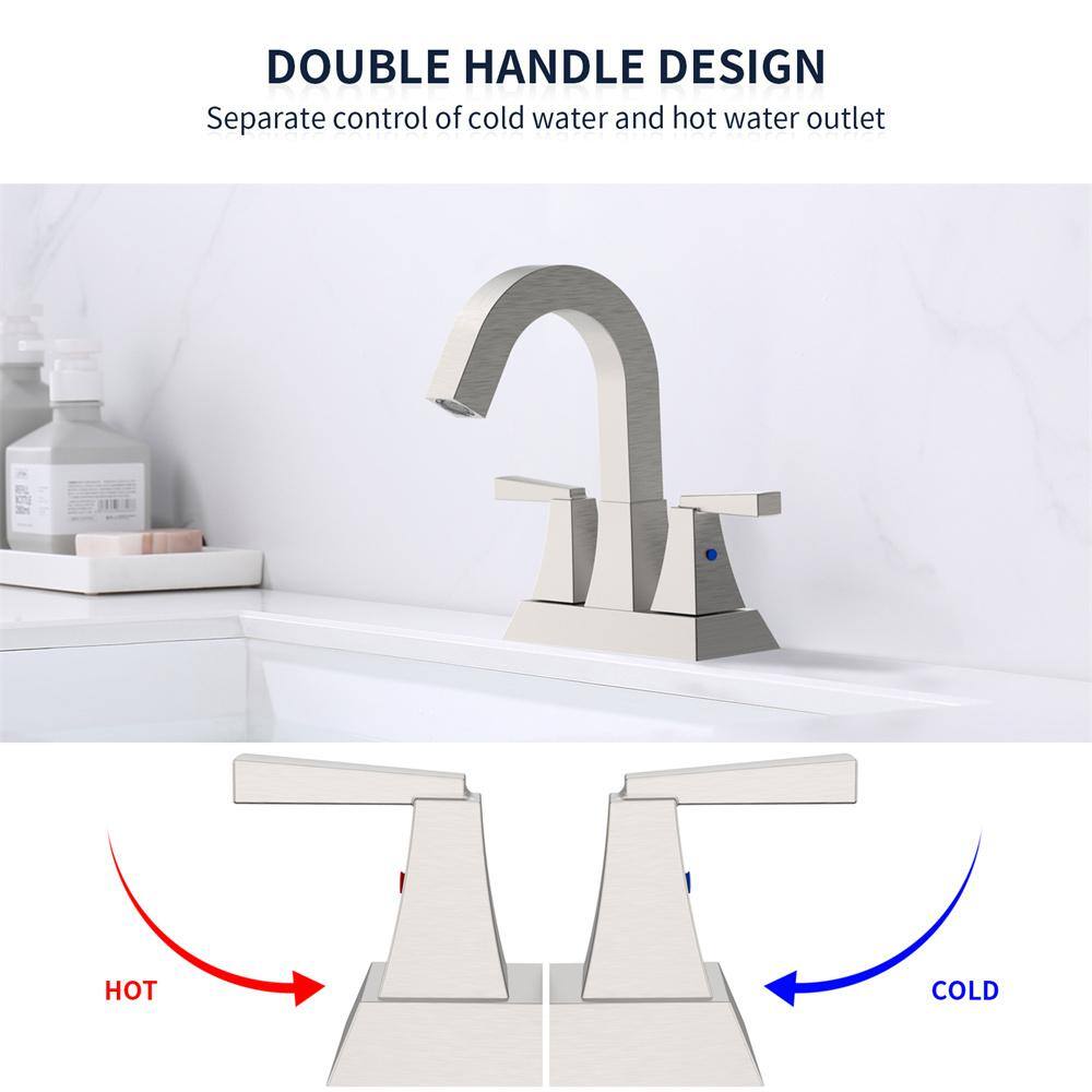 Brushed Nickel Double Handle Mid Arc Bathroom Faucet