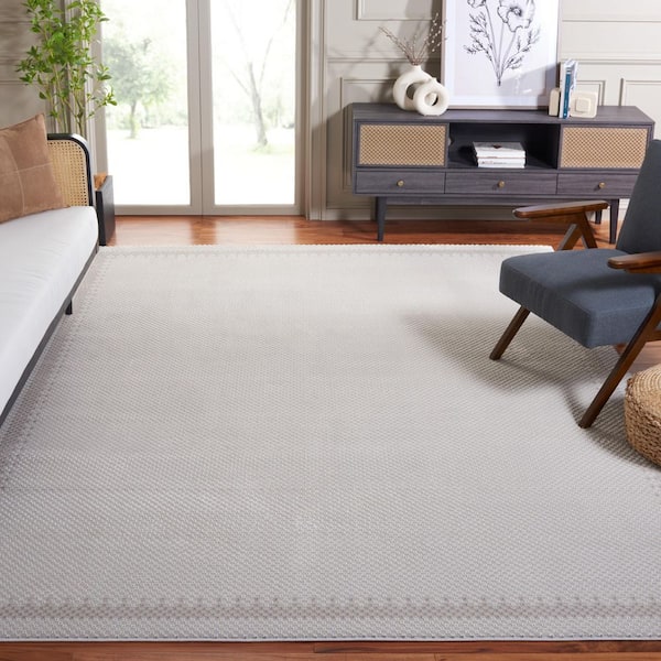 Continental 8 ft. x 10 ft. Light Gray/Dark Gray Border Latticework Area Rug