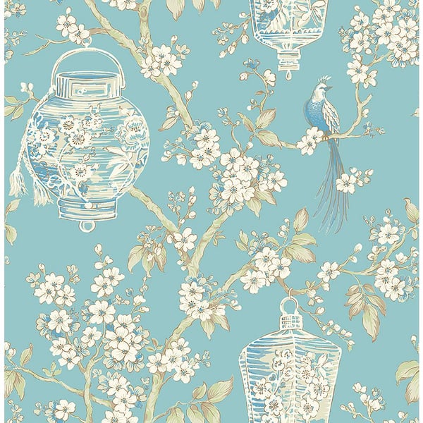 A-Street Prints Serenity Turquoise Lanterns Paper Strippable Wallpaper (Covers 56.4 sq. ft.)