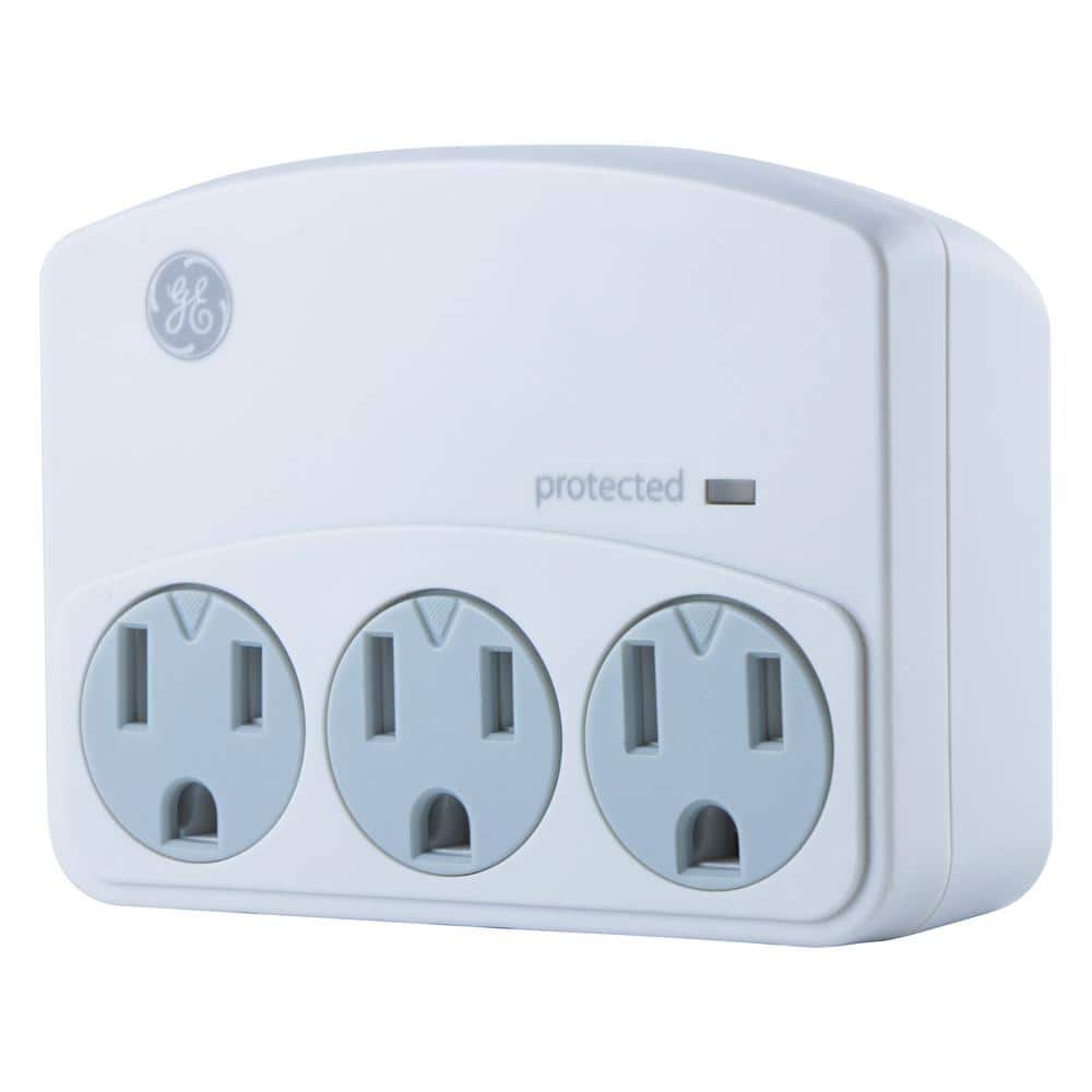 White 3-Outlet Surge Protector Wall Tap with Indicator Light