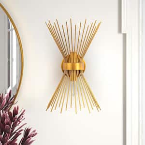 Noad 11 in. W 2-Light Dimmable Aged Brass Wall Sconce