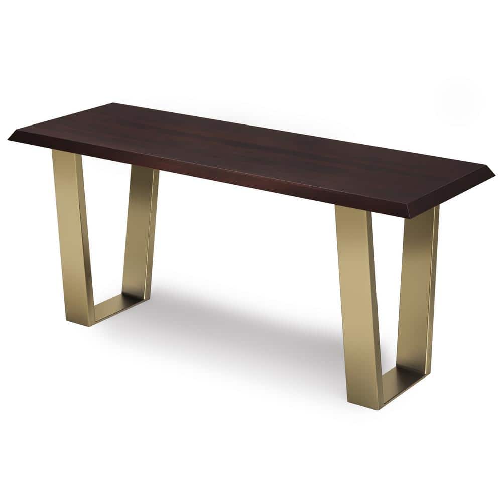Cognac Contemporary Slimline Storage Bench in Solid Mango Wood