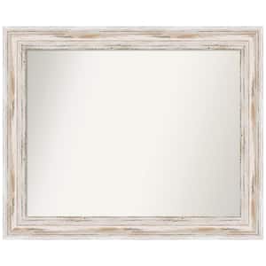 Alexandria White Wash 33 in. x 27 in. Non-Beveled Rustic Rectangle Wood Framed Wall Mirror in White