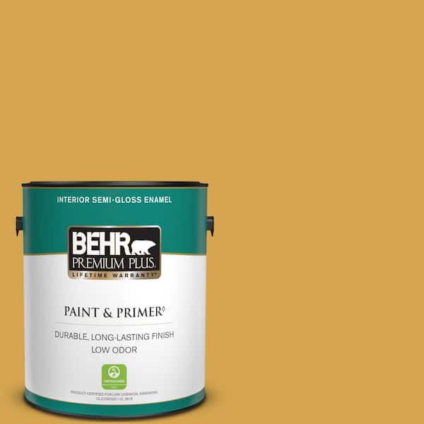 BEHR PREMIUM PLUS 1 gal. #M290-6 Plantain Chips Semi-Gloss Enamel Low Odor Interior Paint & Primer